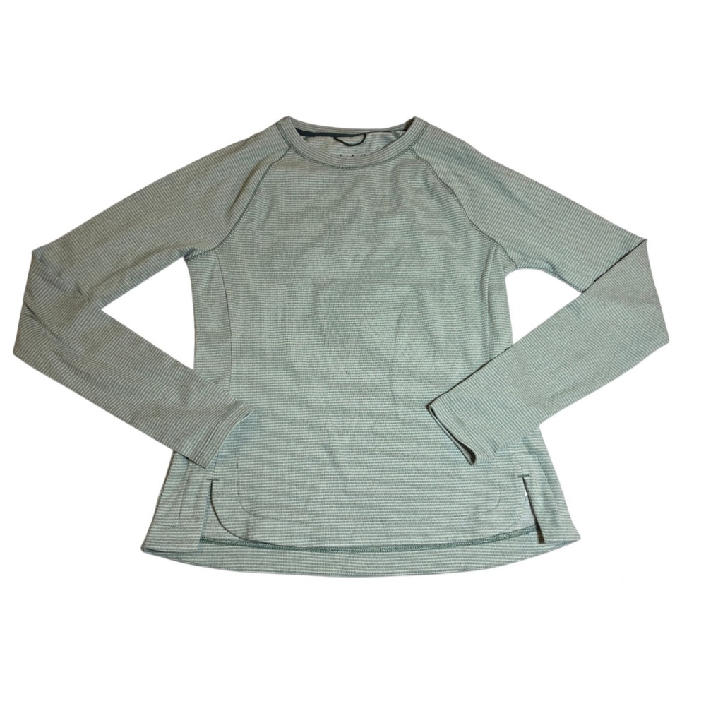 Avalanche Women's M Green Striped Crew Neck Raglan Long Sleeve Top Thumb Holes